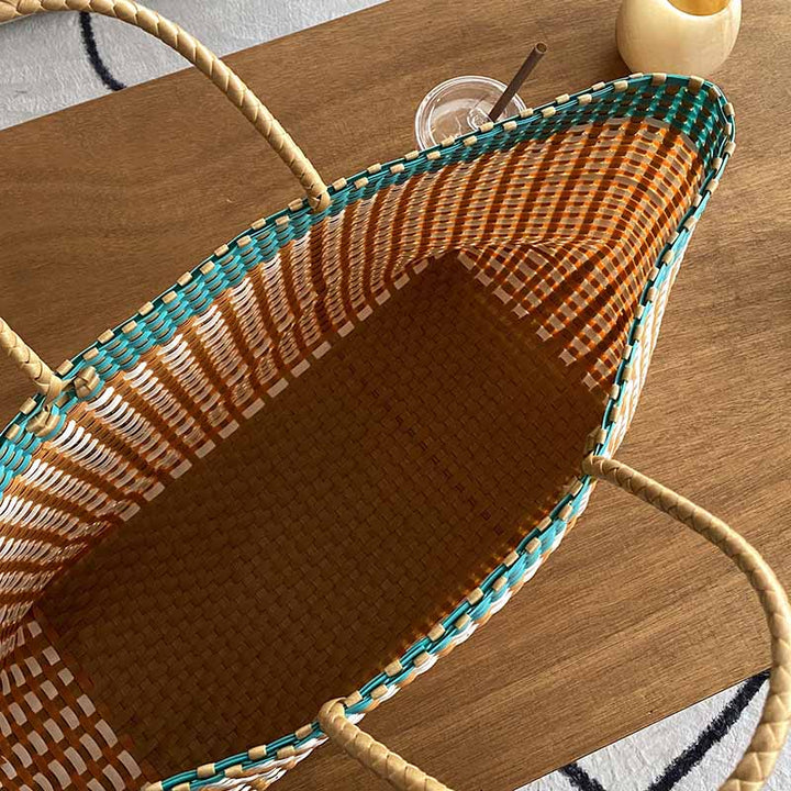 Große Tragetasche für Damen, farblich passende Strandtasche aus Stroh
