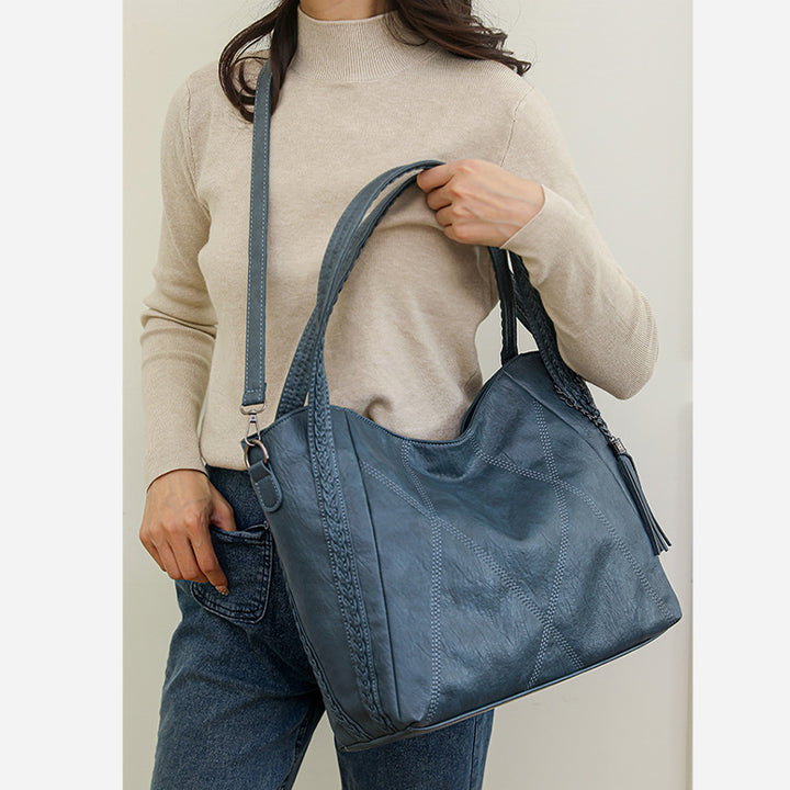 Retro gewebte Muster Tote Quaste Umhängetasche für Frauen Pendler