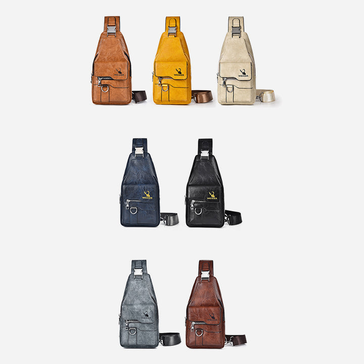 Minimalistische Schultertasche aus einfarbigem Leder für Männer und Frauen