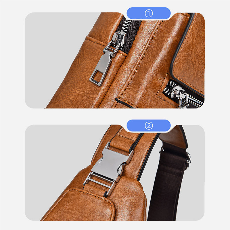 Minimalistische Schultertasche aus einfarbigem Leder für Männer und Frauen