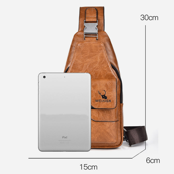 Minimalistische Schultertasche aus einfarbigem Leder für Männer und Frauen