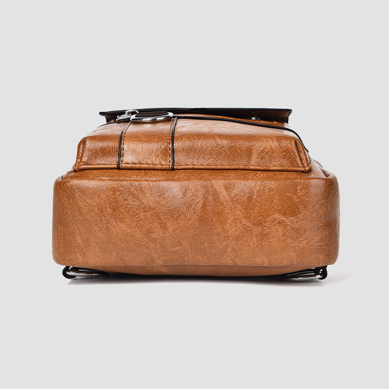Minimalistische Schultertasche aus einfarbigem Leder für Männer und Frauen