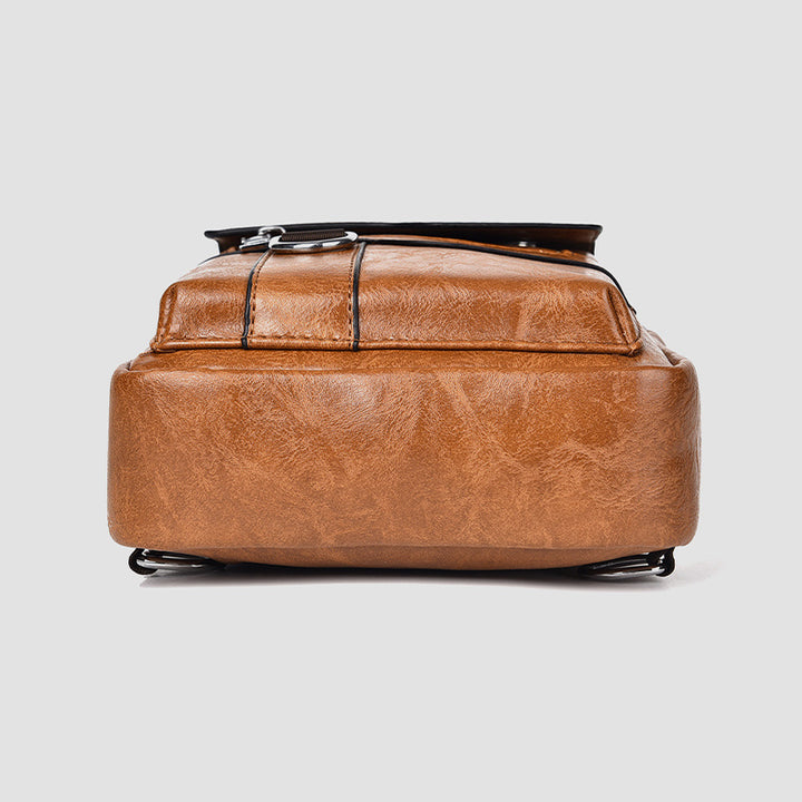 Minimalistische Schultertasche aus einfarbigem Leder für Männer und Frauen