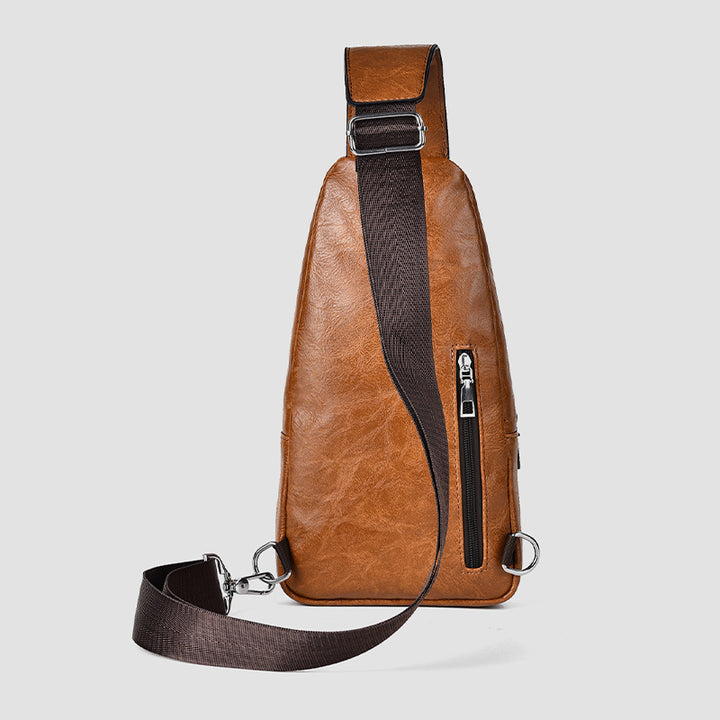 Minimalistische Schultertasche aus einfarbigem Leder für Männer und Frauen