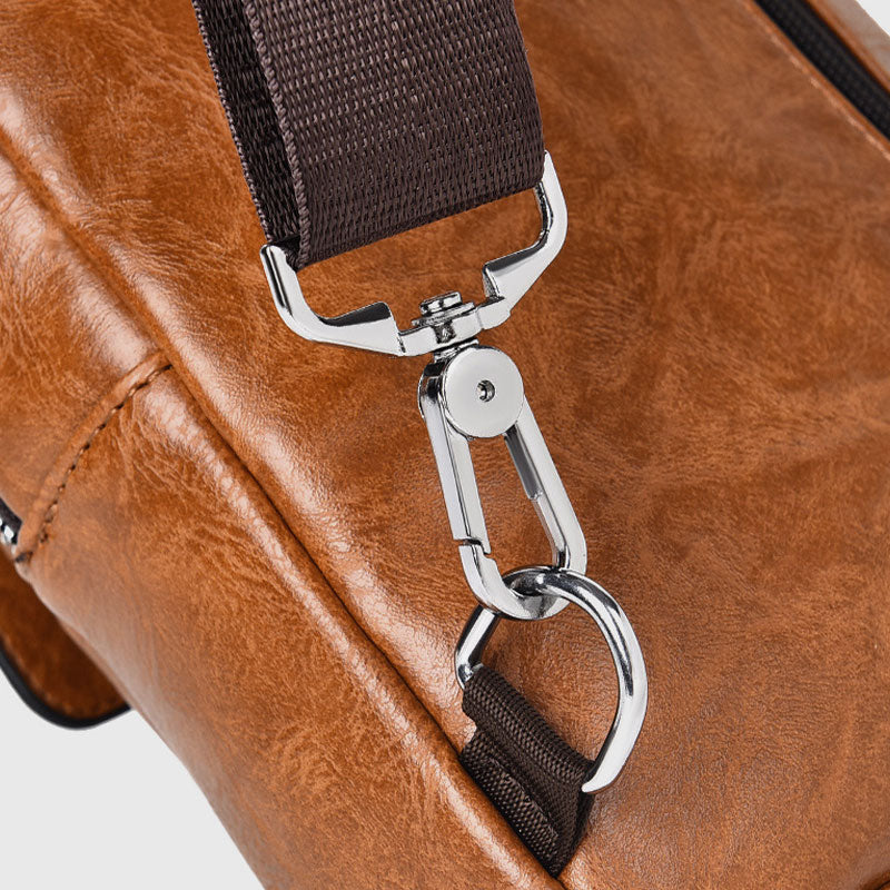 Minimalistische Schultertasche aus einfarbigem Leder für Männer und Frauen