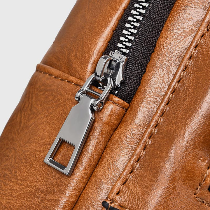 Minimalistische Schultertasche aus einfarbigem Leder für Männer und Frauen