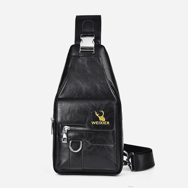Minimalistische Schultertasche aus einfarbigem Leder für Männer und Frauen