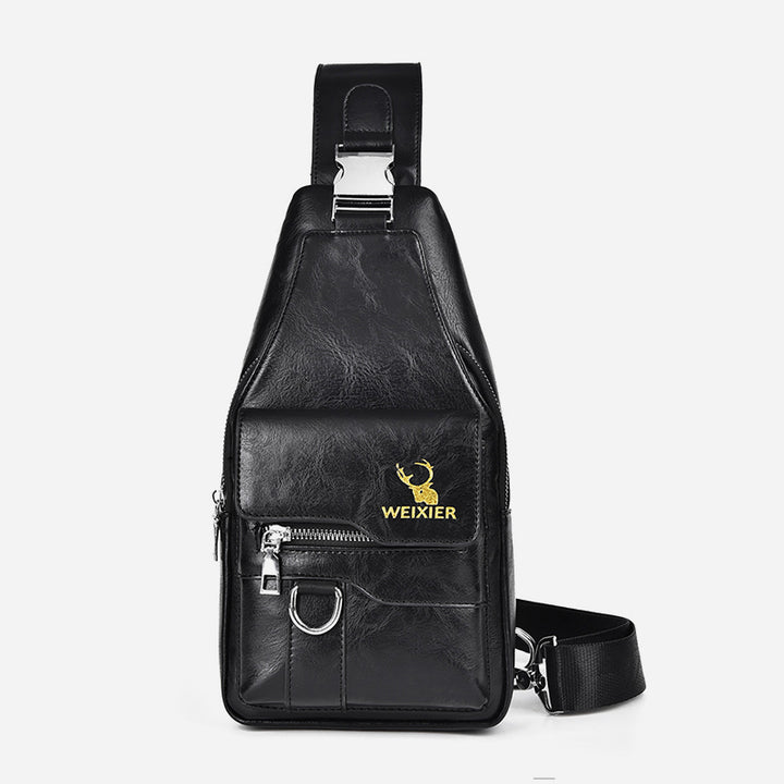 Minimalistische Schultertasche aus einfarbigem Leder für Männer und Frauen