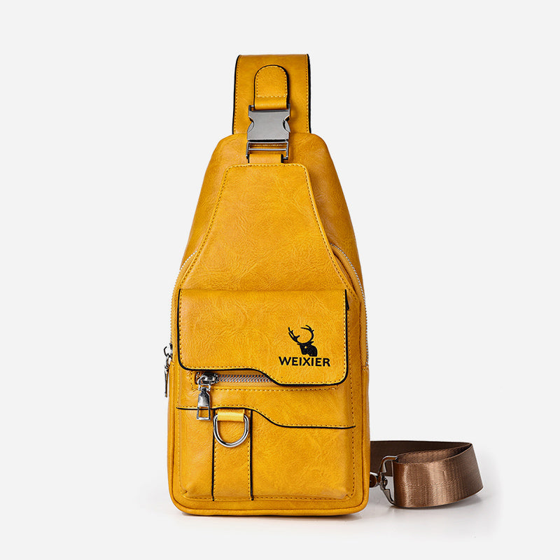Minimalistische Schultertasche aus einfarbigem Leder für Männer und Frauen