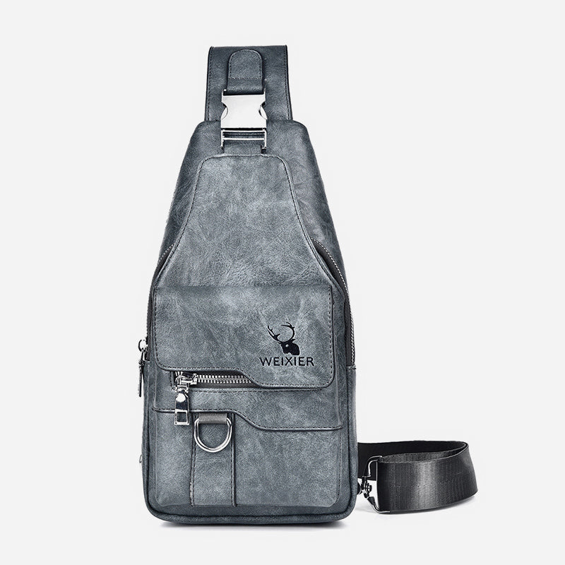 Minimalistische Schultertasche aus einfarbigem Leder für Männer und Frauen