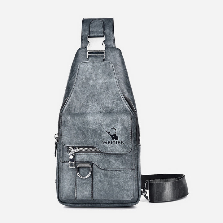 Minimalistische Schultertasche aus einfarbigem Leder für Männer und Frauen