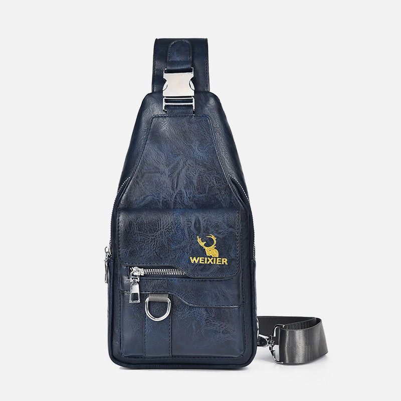 Minimalistische Schultertasche aus einfarbigem Leder für Männer und Frauen
