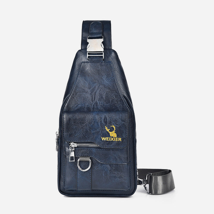 Minimalistische Schultertasche aus einfarbigem Leder für Männer und Frauen