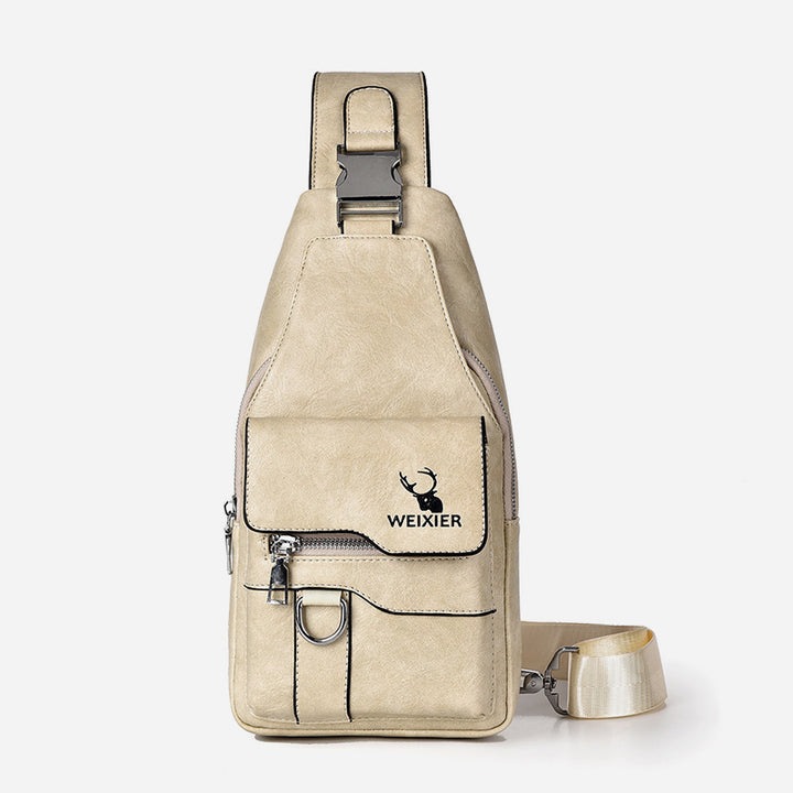 Minimalistische Schultertasche aus einfarbigem Leder für Männer und Frauen