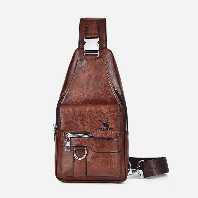 Minimalistische Schultertasche aus einfarbigem Leder für Männer und Frauen