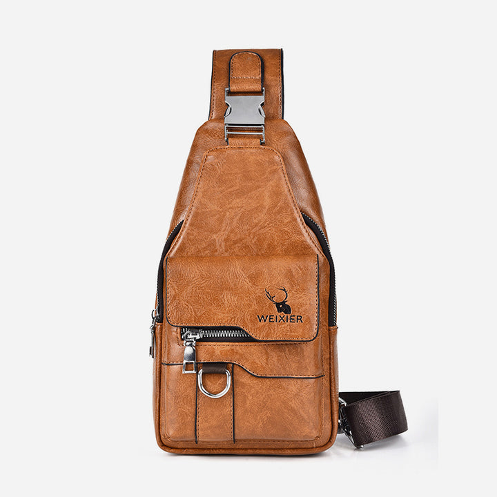 Minimalistische Schultertasche aus einfarbigem Leder für Männer und Frauen