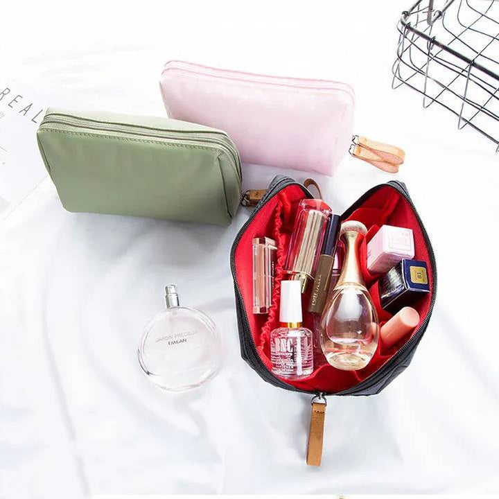 Kleine Make-up-Tasche für Frauen, Lippenstift-Kosmetiktasche mit Doppelreißverschluss