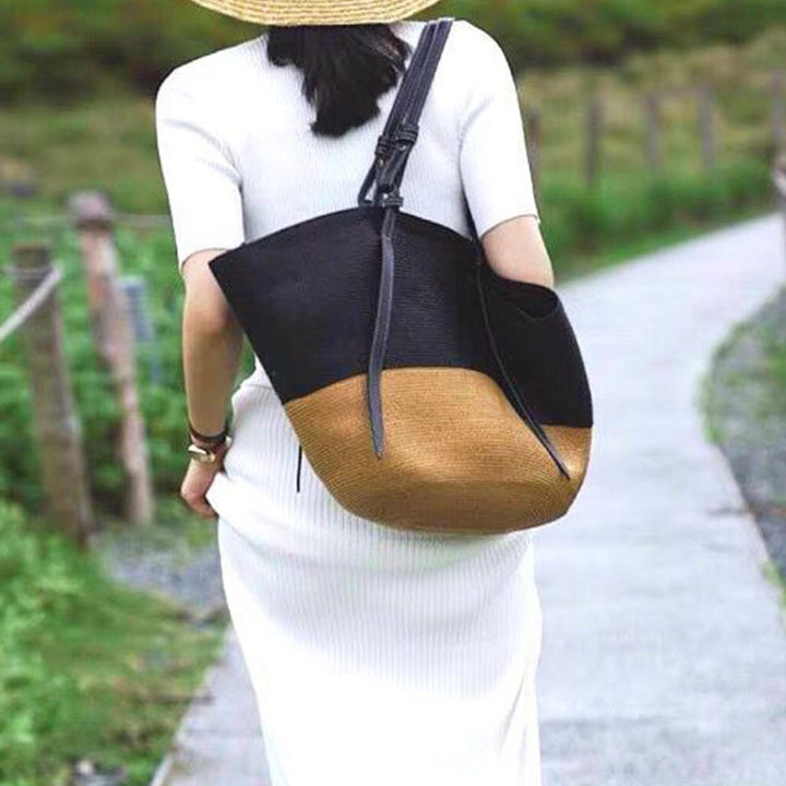 Große Strohtasche für Damen, Urlaub, Strand, Umhängetasche