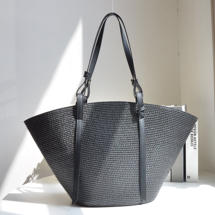 Große Strohtasche für Damen, Urlaub, Strand, Umhängetasche