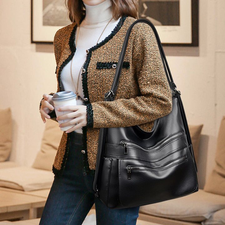 Multifunktionaler großer Business-Lederrucksack für Damen, umwandelbar