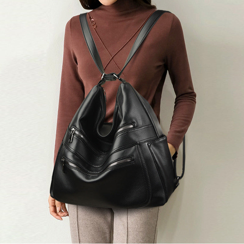 Multifunktionaler großer Business-Lederrucksack für Damen, umwandelbar