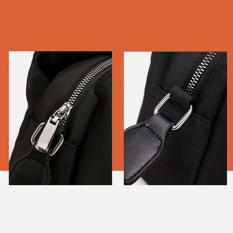Nylon-Geldbörse mit drei Fächern für Damen, einfarbige Umhängetasche