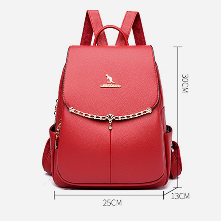 Lederrucksack für Damen, kurze Reise, einfacher, einfarbiger Tagesrucksack