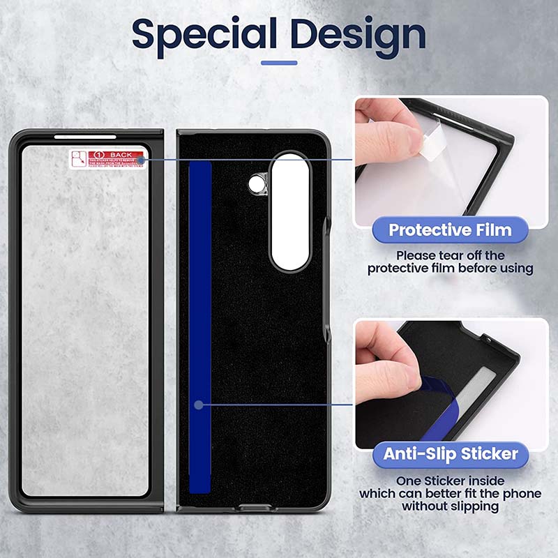 Anti-Drop-Telefonhülle aus Leder mit Ring von Samsung Fold Series
