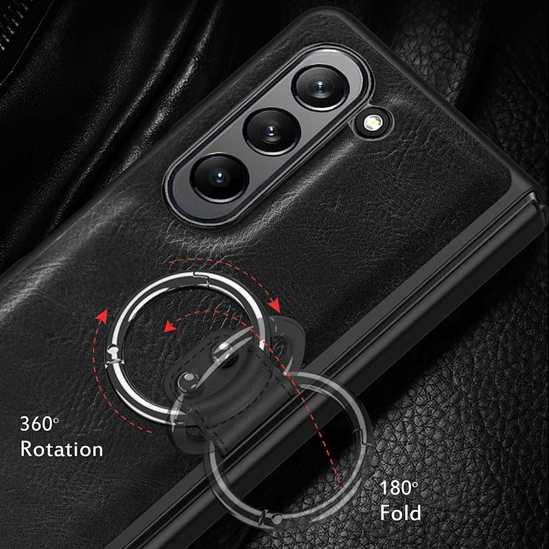 Anti-Drop-Telefonhülle aus Leder mit Ring von Samsung Fold Series