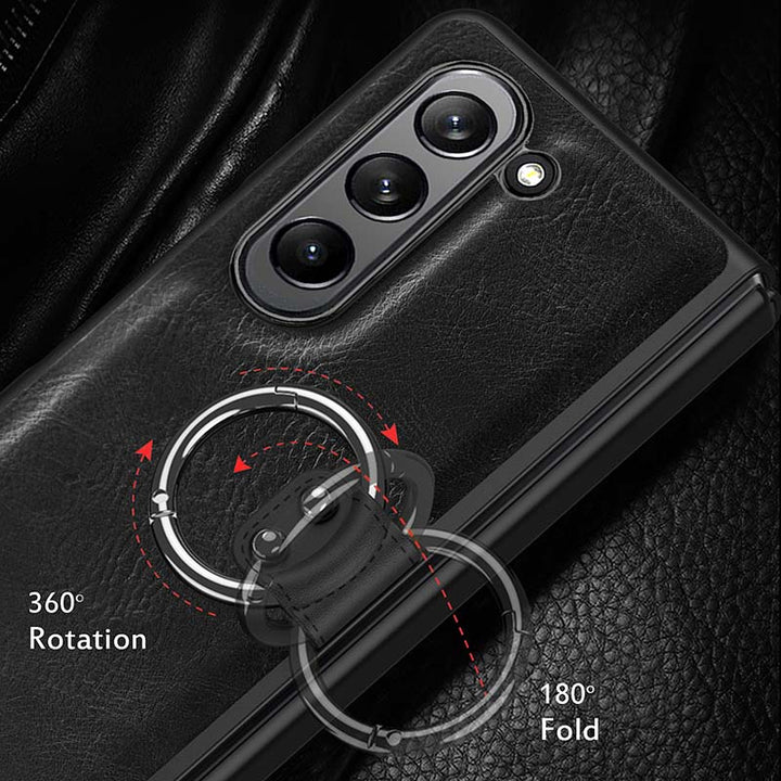 Anti-Drop-Telefonhülle aus Leder mit Ring von Samsung Fold Series