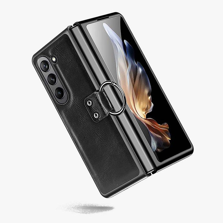 Anti-Drop-Telefonhülle aus Leder mit Ring von Samsung Fold Series