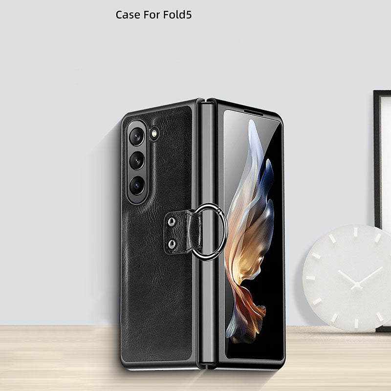Anti-Drop-Telefonhülle aus Leder mit Ring von Samsung Fold Series