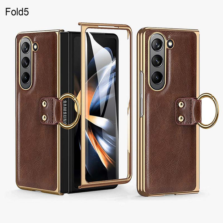 Anti-Drop-Telefonhülle aus Leder mit Ring von Samsung Fold Series