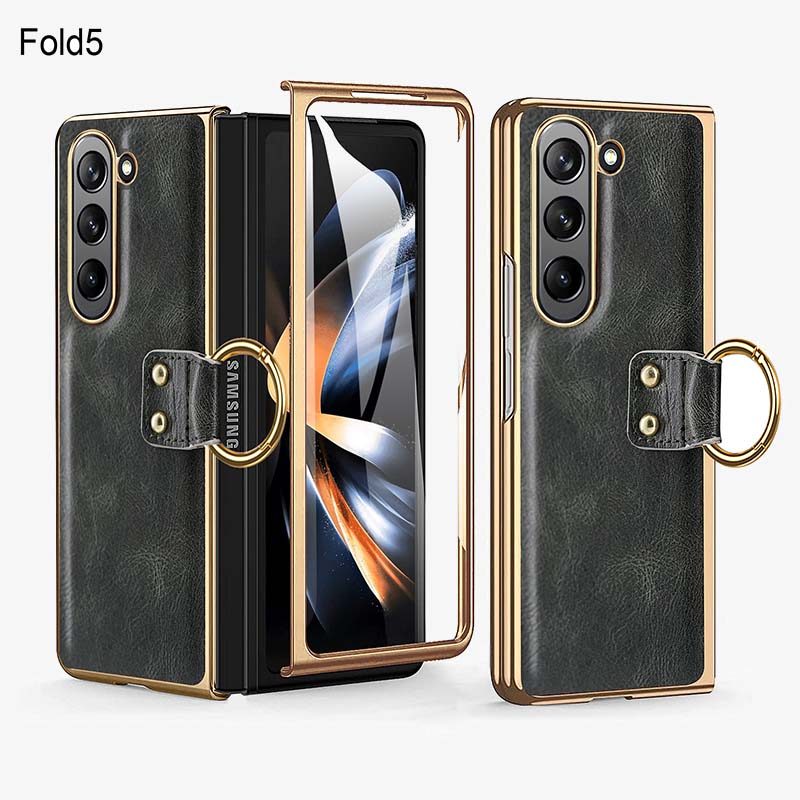 Anti-Drop-Telefonhülle aus Leder mit Ring von Samsung Fold Series