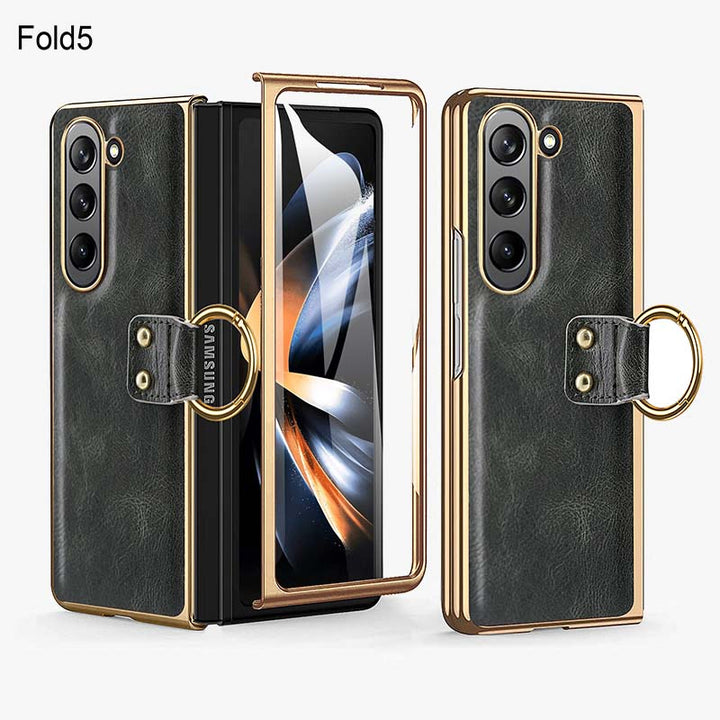 Anti-Drop-Telefonhülle aus Leder mit Ring von Samsung Fold Series