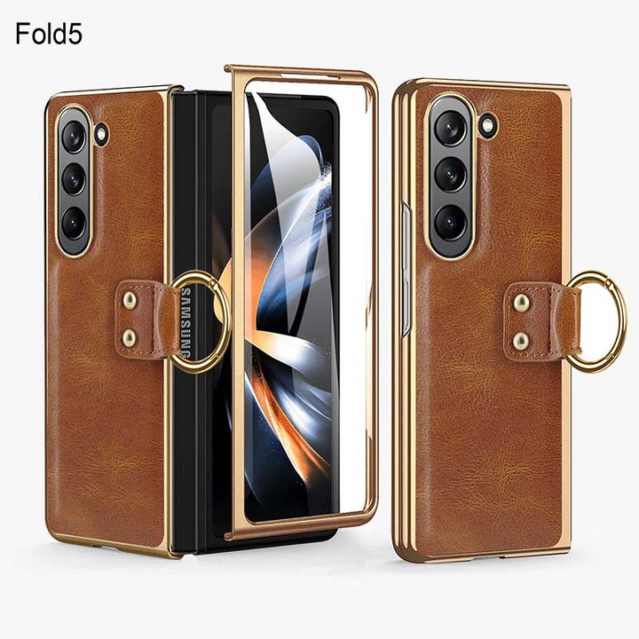 Anti-Drop-Telefonhülle aus Leder mit Ring von Samsung Fold Series