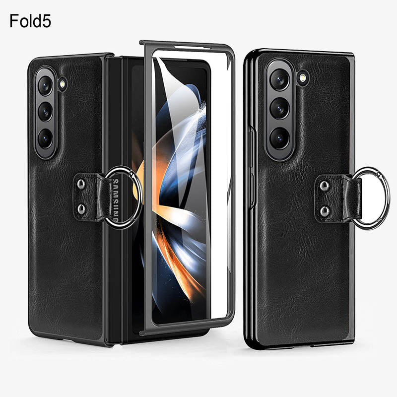 Anti-Drop-Telefonhülle aus Leder mit Ring von Samsung Fold Series