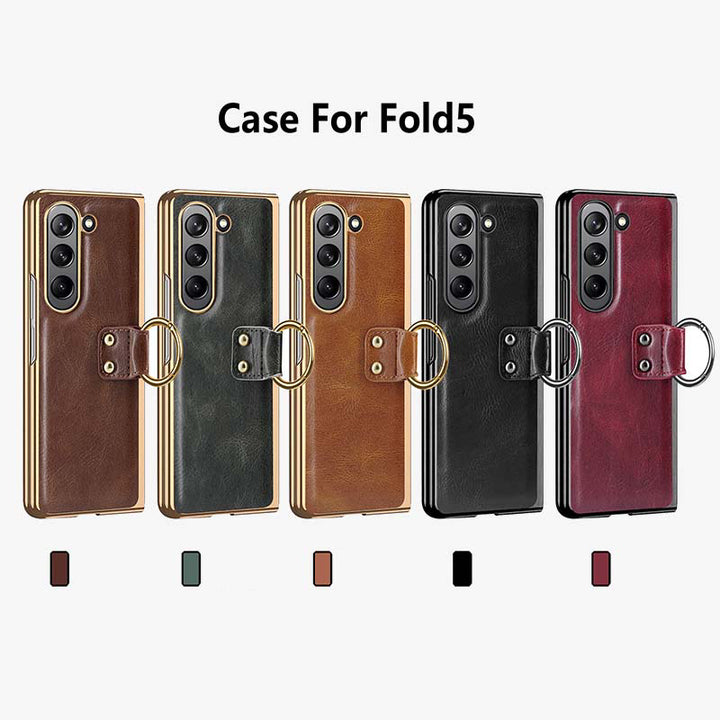 Anti-Drop-Telefonhülle aus Leder mit Ring von Samsung Fold Series