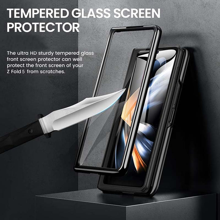 Samsung Fold - Faltbare Anti-Drop-Telefonhülle aus Leder mit Handschlaufe