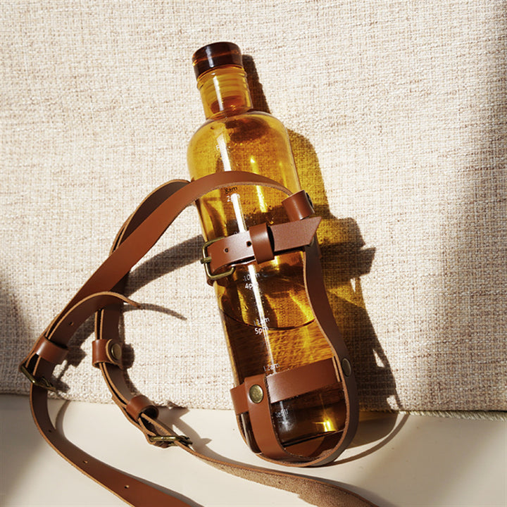 Riemenbecher-Set für Outdoor-Crossbody-Flaschenhülle aus Leder