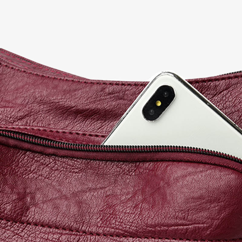 Umhängetasche mit zwei Fächern für Damen, schlichte, elegante Ledergeldbörse