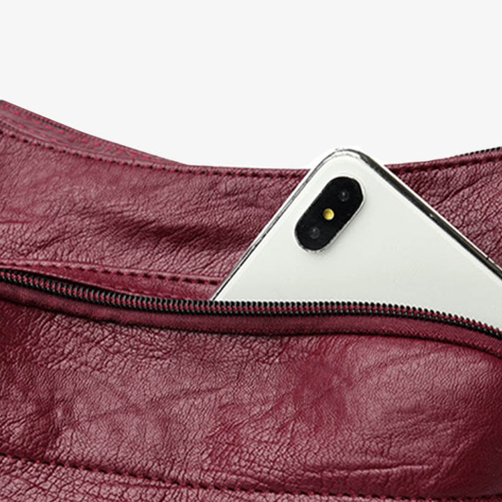 Umhängetasche mit zwei Fächern für Damen, schlichte, elegante Ledergeldbörse