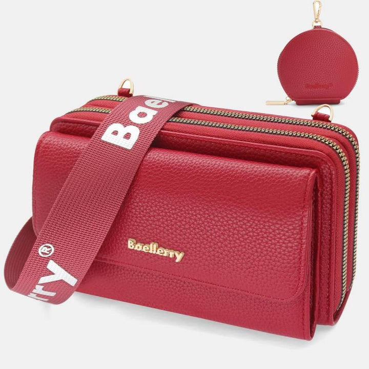 2 Pcs Telefon Tasche Geldbörse Faux Leder Frauen Umhängetasche Brieftasche