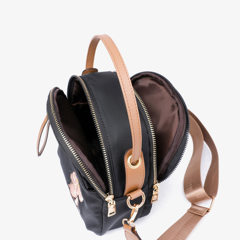 Oxford-Handytasche mit Eichhörnchen-Stickerei für Damen, leichte Umhängetasche