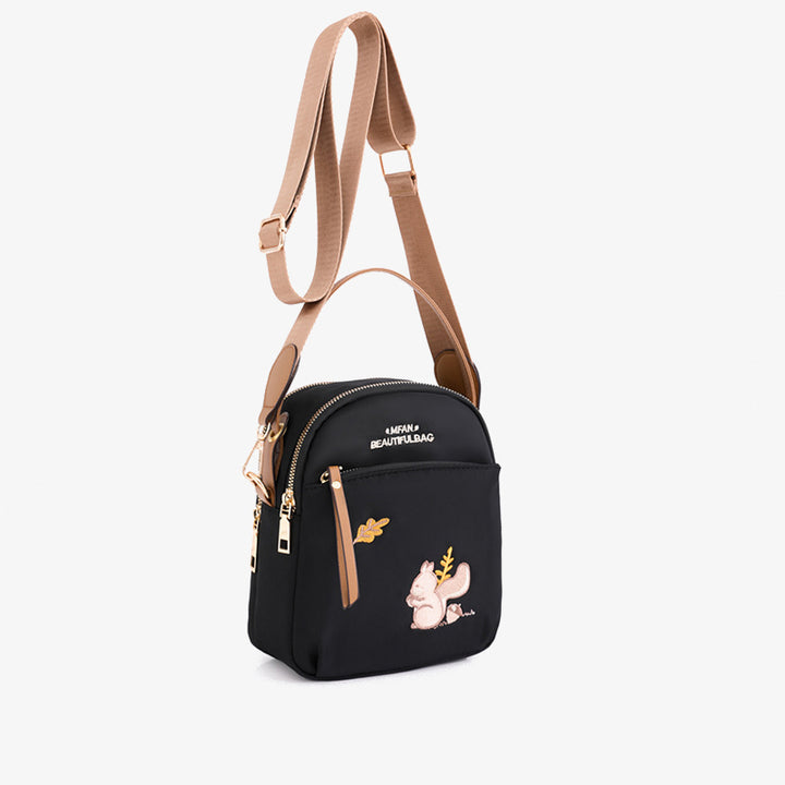 Oxford-Handytasche mit Eichhörnchen-Stickerei für Damen, leichte Umhängetasche