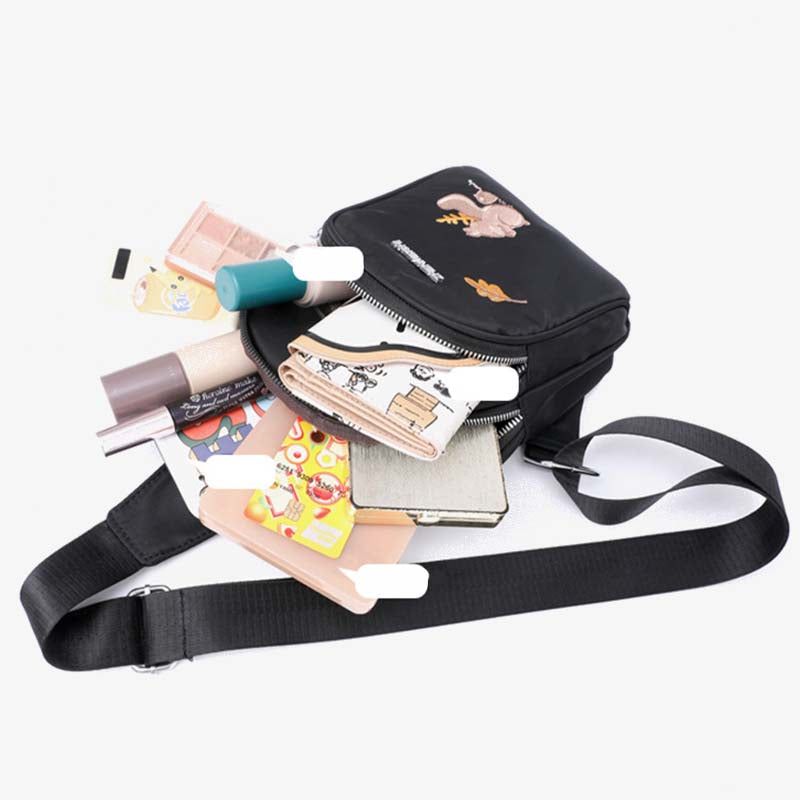 Brusttasche mit Cartoon-Eichhörnchen-Stickerei für Damen, Oxford-Umhängetasche