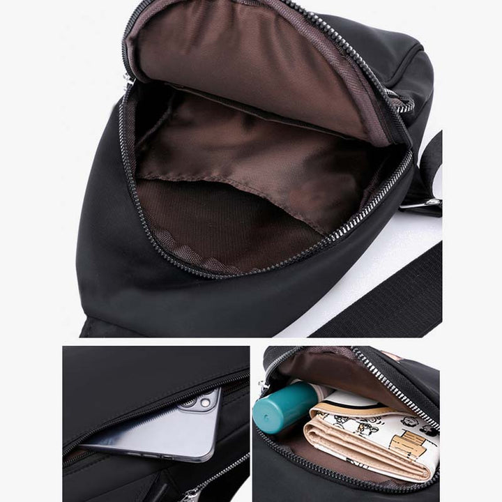 Brusttasche mit Cartoon-Eichhörnchen-Stickerei für Damen, Oxford-Umhängetasche