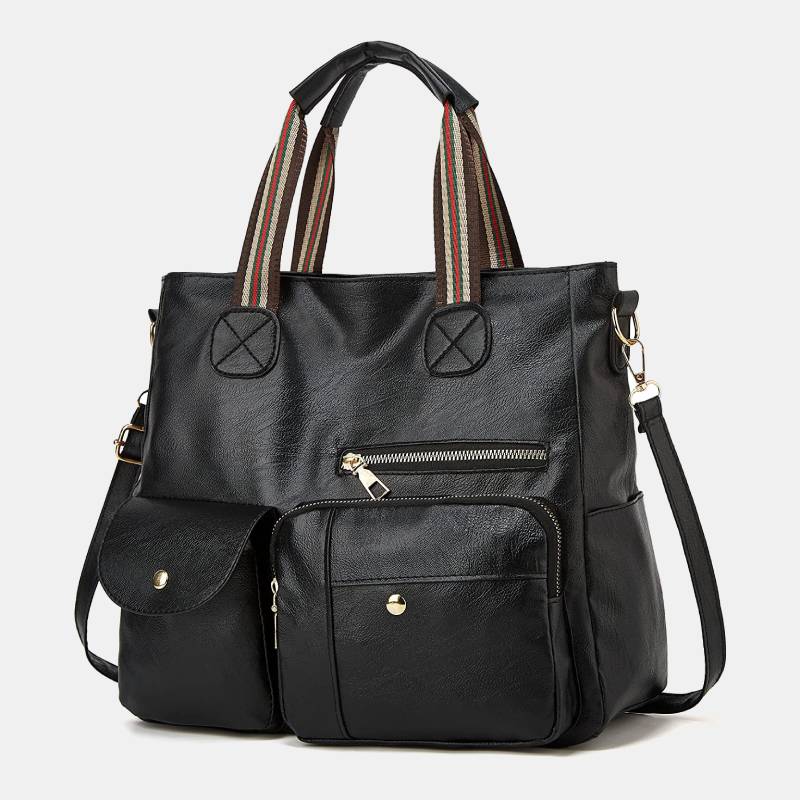 Tragetasche mit mehreren Taschen für Damen, Schultertasche aus PU-Leder, Umhängetasche