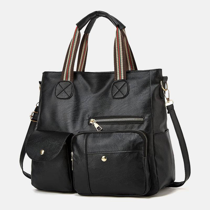 Tragetasche mit mehreren Taschen für Damen, Schultertasche aus PU-Leder, Umhängetasche