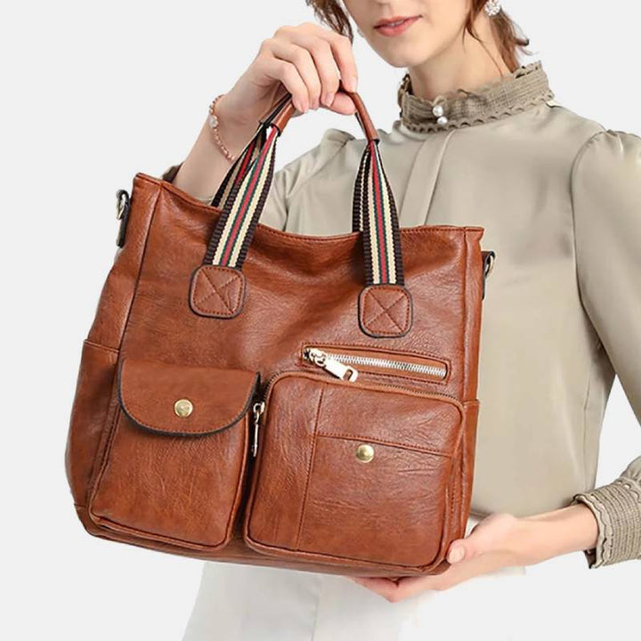 Tragetasche mit mehreren Taschen für Damen, Schultertasche aus PU-Leder, Umhängetasche